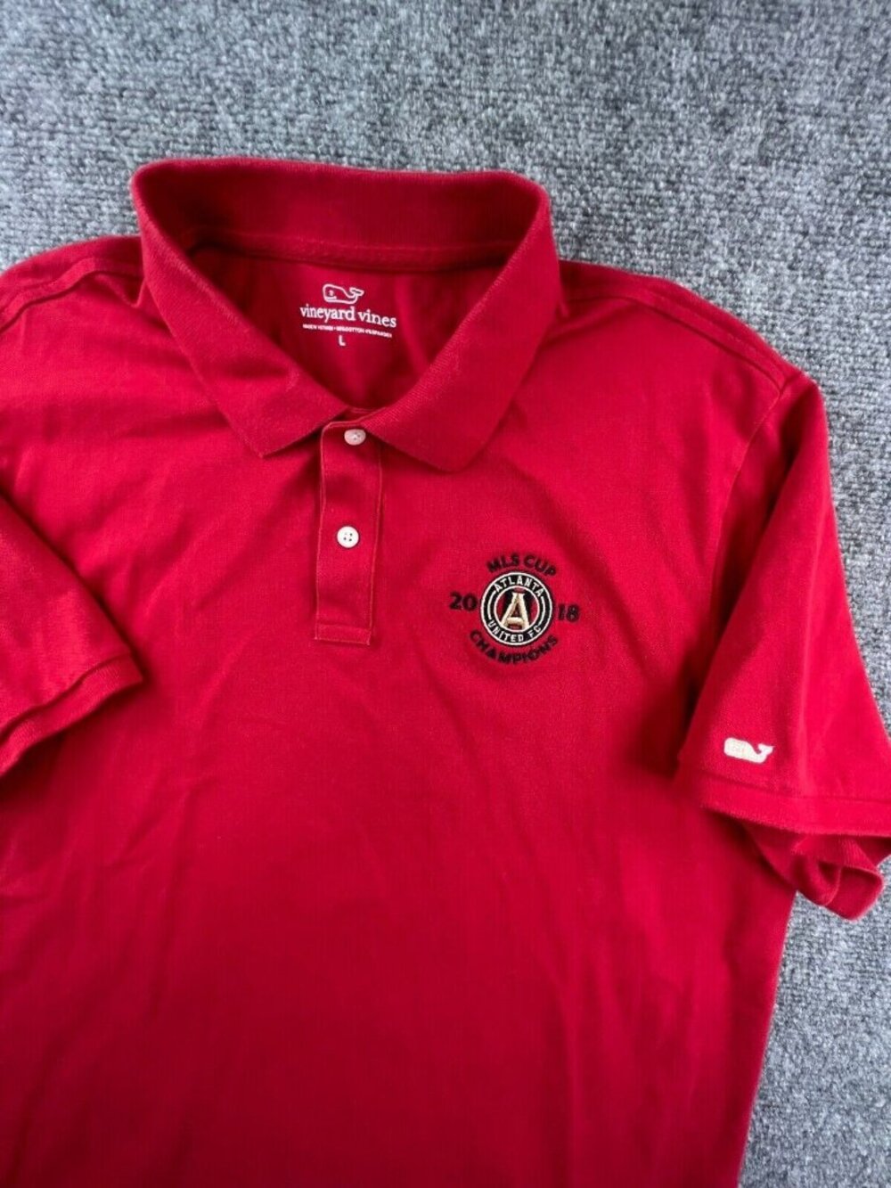 Vineyard Vines Red Polo Atlanta United FC 2018 MLS Cup Soccer Champs Mens Size L